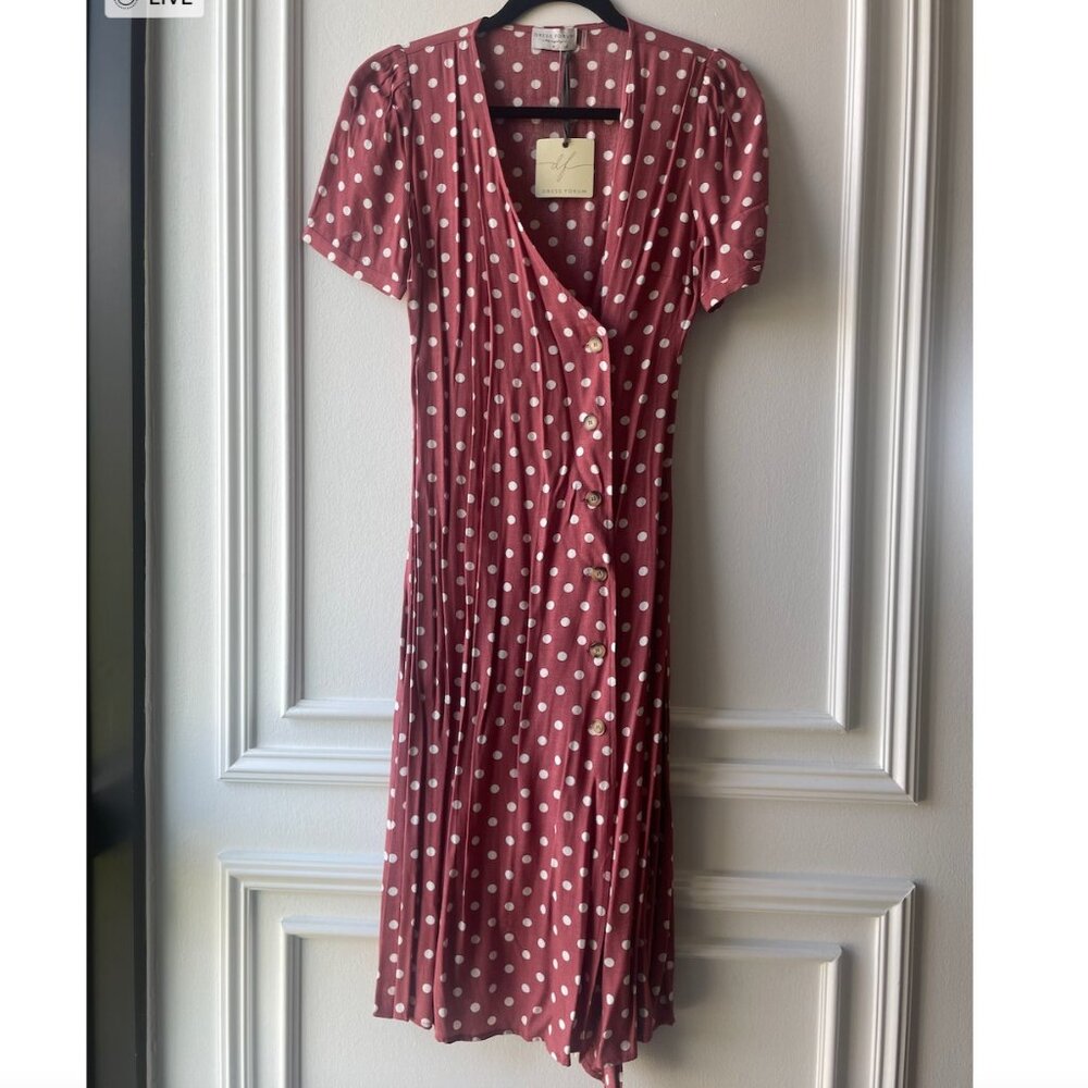 Dress Forum: Mauve Polka Dot Midi Dress